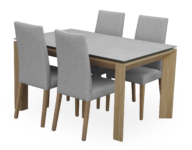 Conjunto de Mesa T24A Roble, Porcelánico Hydra Argen y 4 Sillas Ana