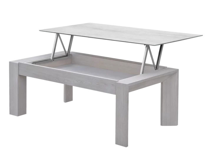 Mesa de centro T114A Roble, Elevable, Porcelánico Hydra Argen